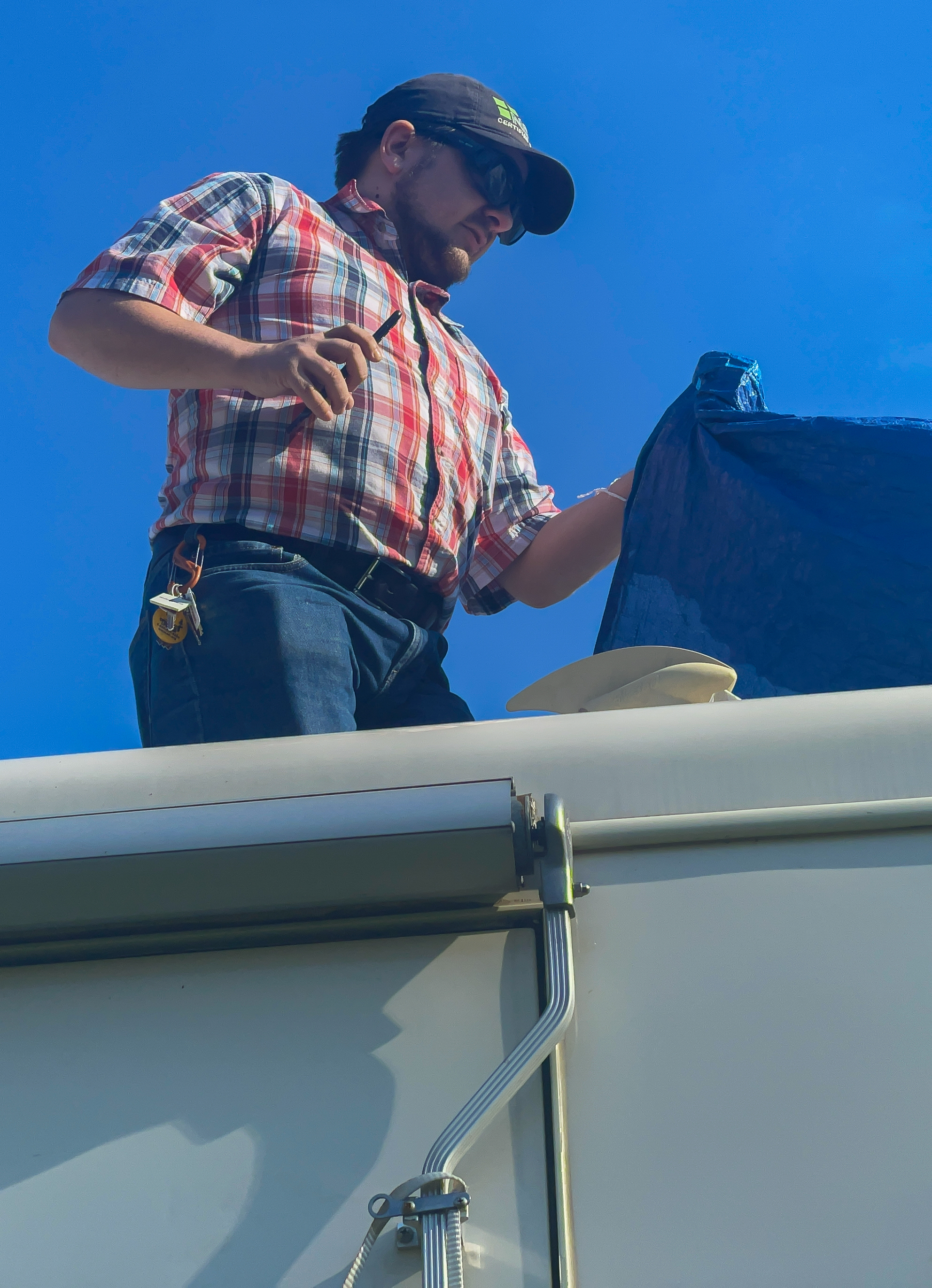 Inspecting on the roof